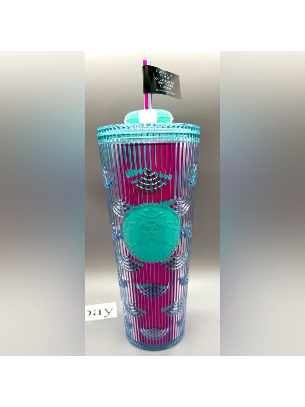 2025 Starbucks Scales Blue & Pink 24oz Tumbler w/ Life Preserver Straw Topper